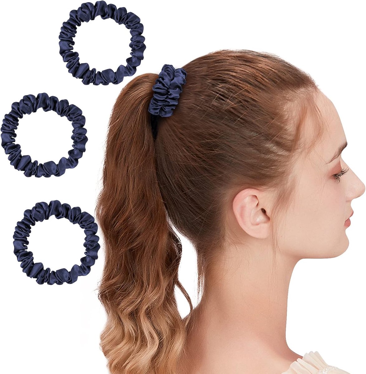 Haar Scrunchies - Zijden Elastiekjes - Haarverzorging - 100% Moerbeizijde - 3 Stuks - Zwart