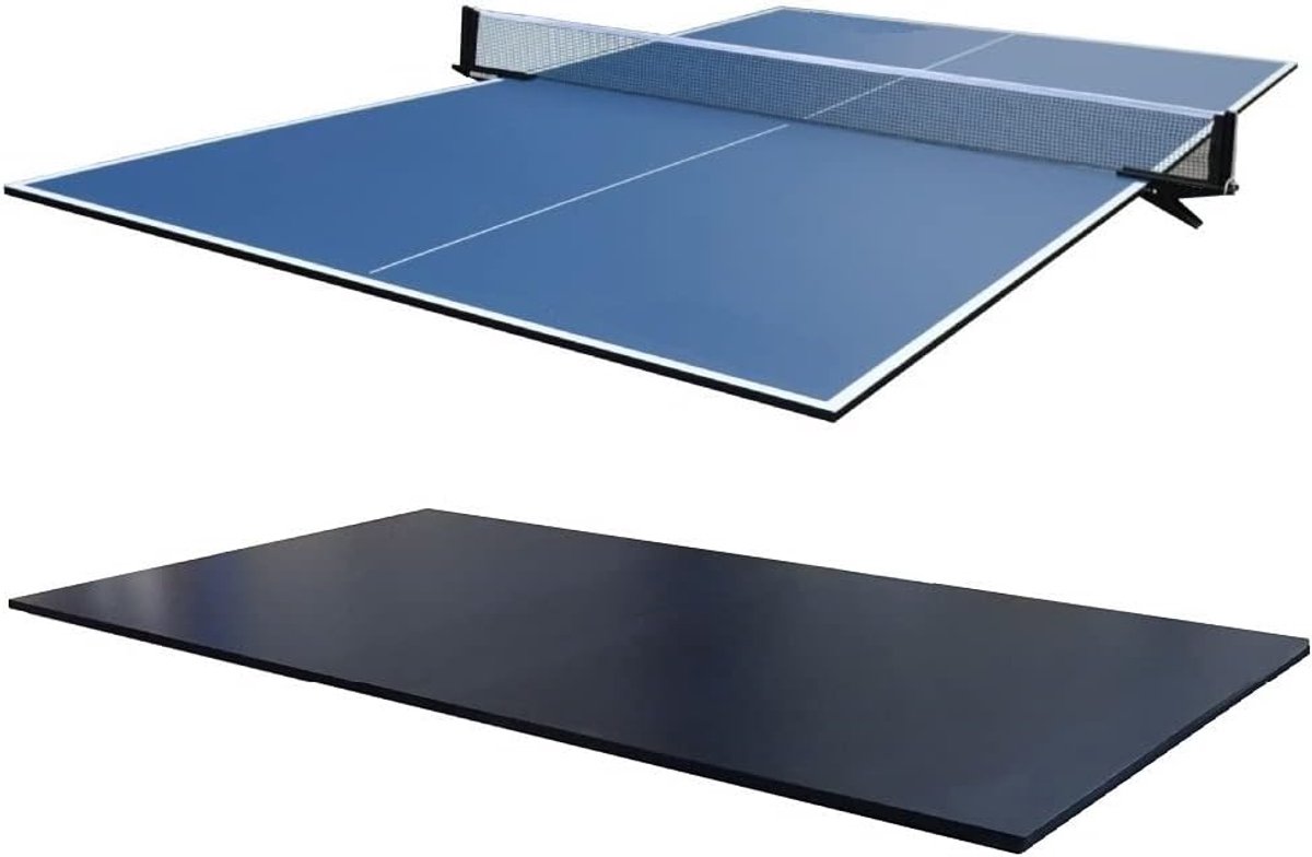 Tafeltennis Afdekplaten - Biljarttafel Topper - Tafeltennis Spelen - Dubbelzijdig Ontwerp - 244 x 132 cm - Zwart Blauw