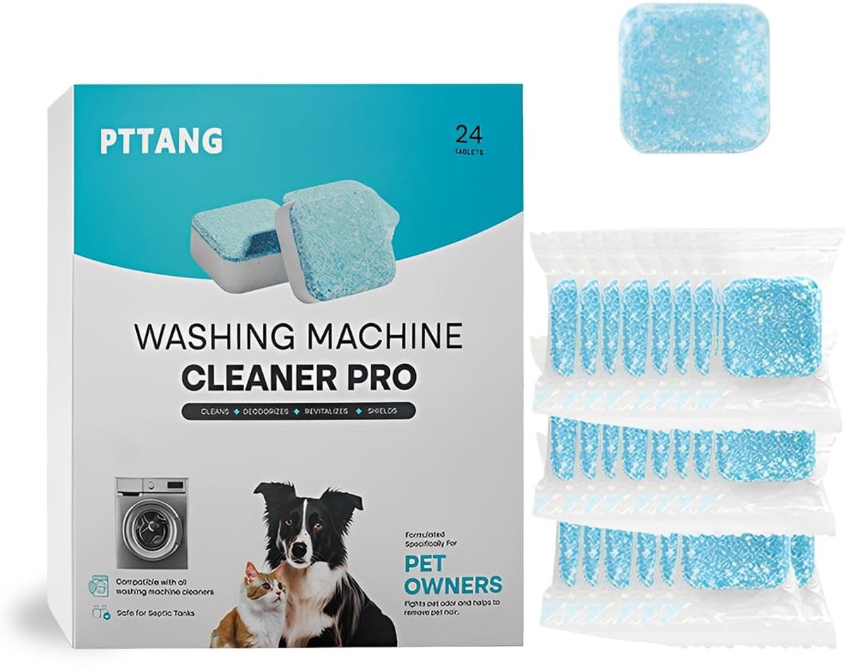 Dailygoods- Wasmachine Douchetabs 24 Stuks - Onderhoud - Verwijdert Geuren - Dieptereiniging - Duurzaam - Geschikt voor Huisdieren - Wasmachine Reiniger
