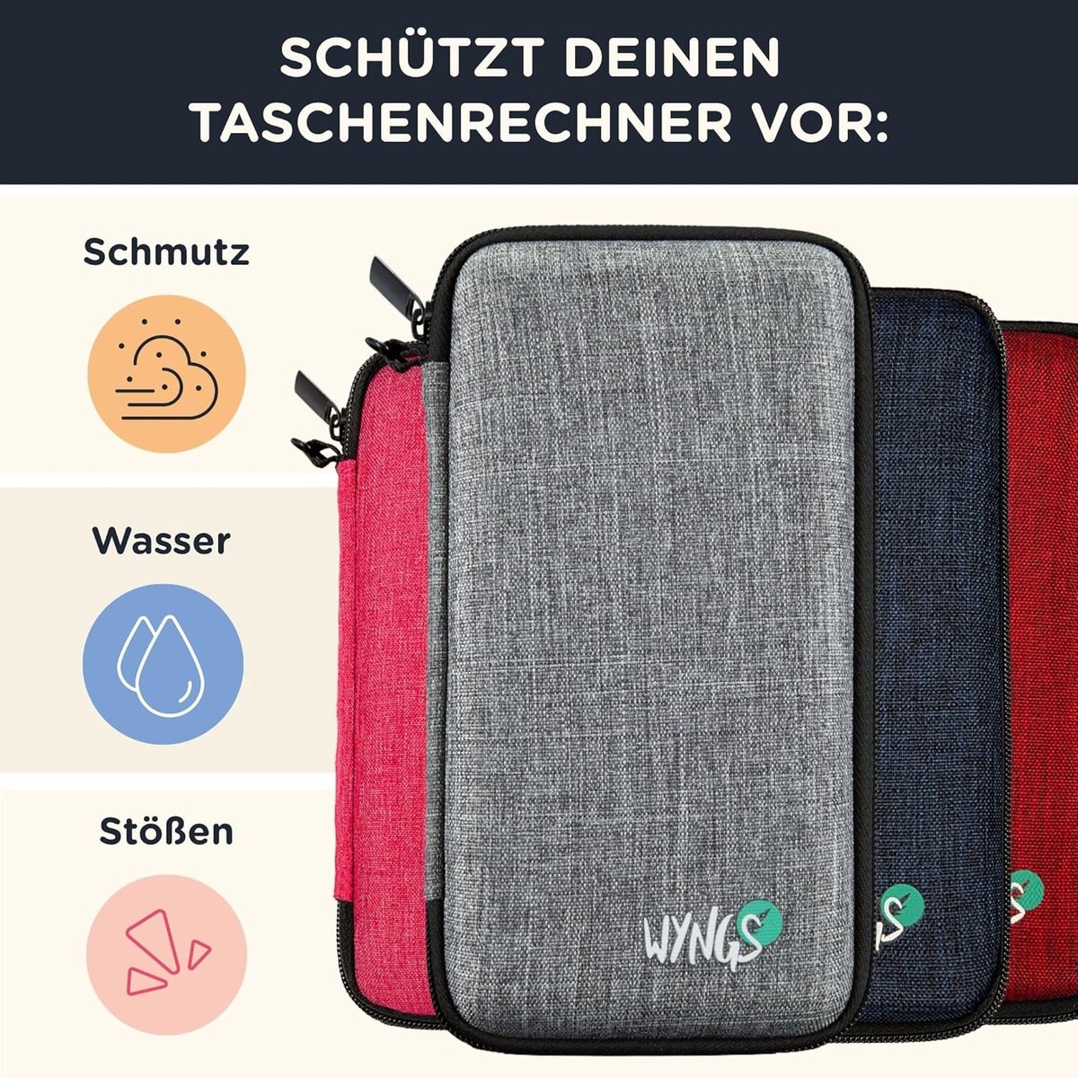 Beschermhoes Rekenmachine - Harde etui - Veilig opbergen - Stootvaste behuizing - 20 x 12 x 2 cm - Rood