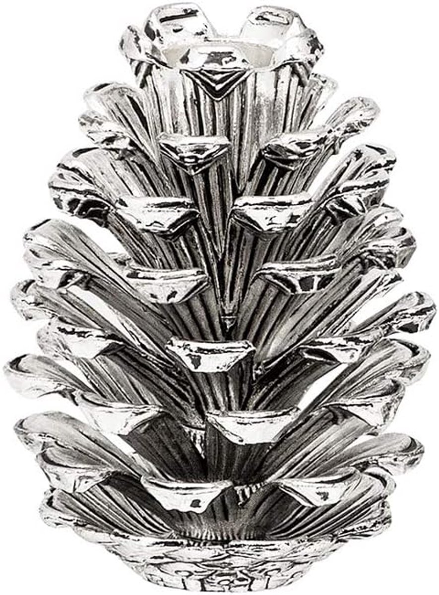 Kandelaar Kaarsenhouder - Decoratieve Cone - Sfeervol Huis - Stijlvol Design - 9 cm Hoog - Zilverkleurig
