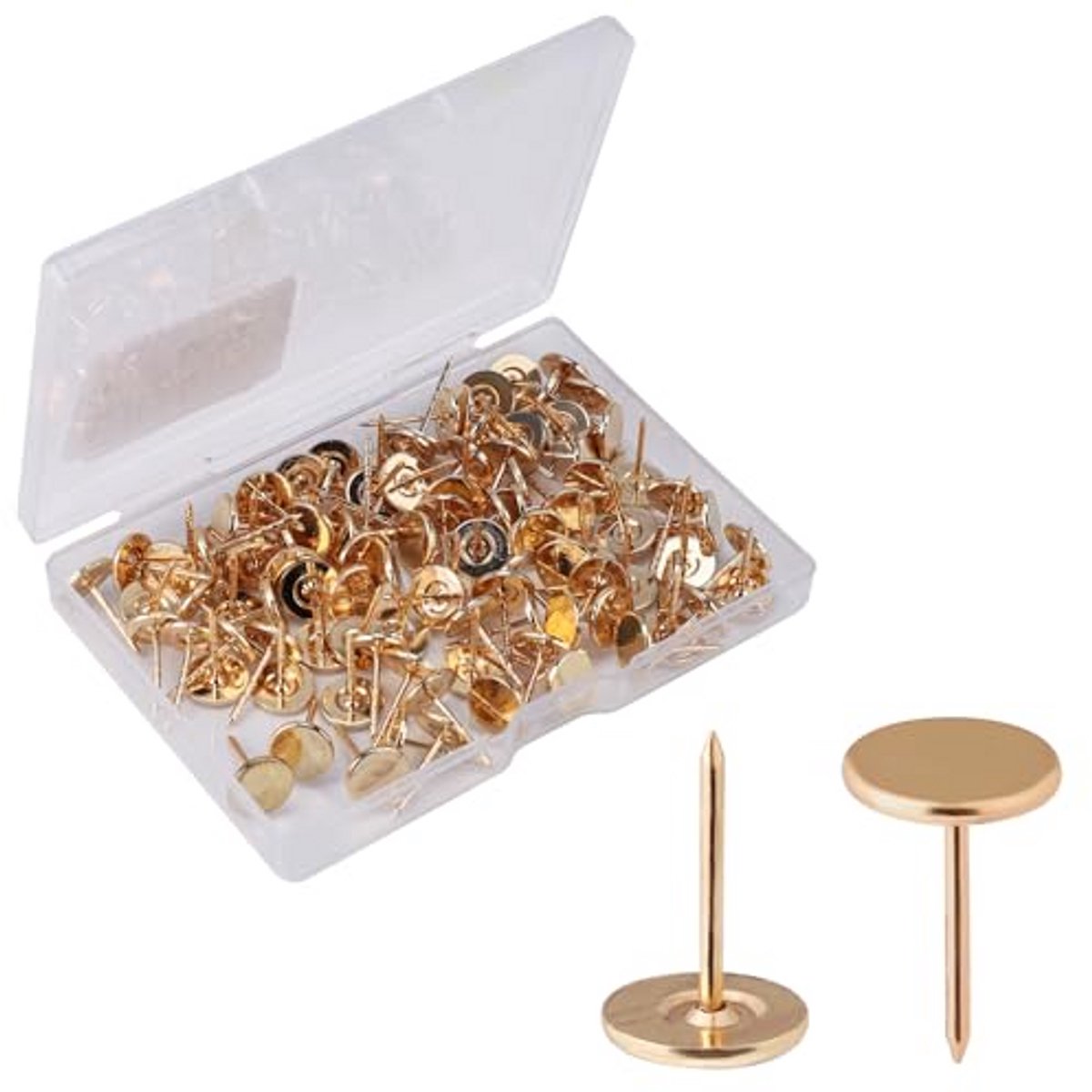 Zware Duimspijkers - Platte Punaises - Decoratief Bevestigen - Stevige Legering - 100 Stuks - Goud