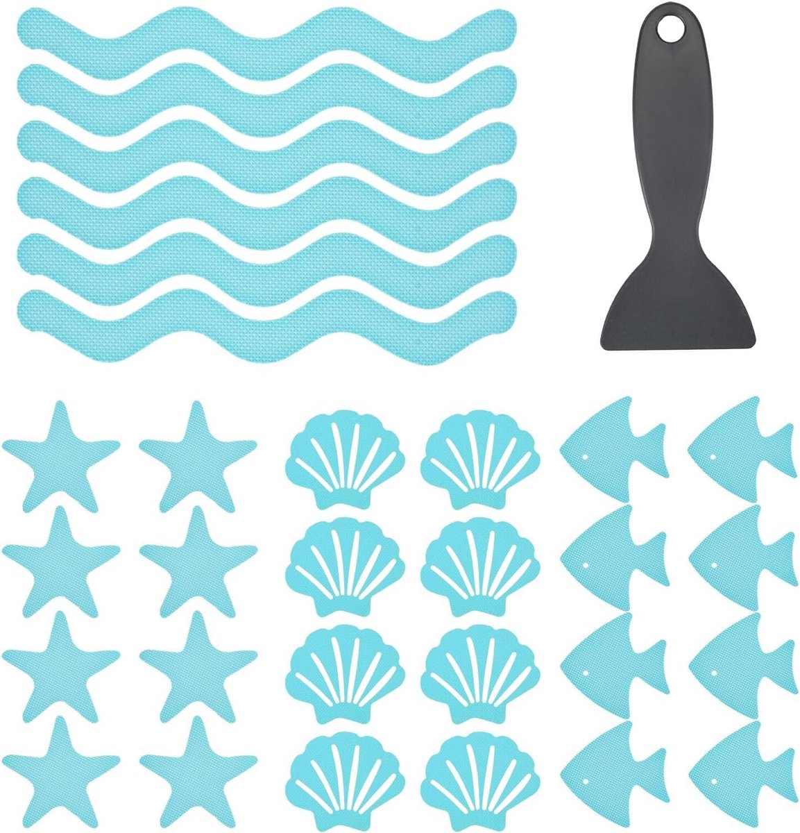 Antislip Badstickers - Veiligheidsstrips Douche - Veilig Douchen - 4 Oceaanvormen - 48 Stuks - Blauw