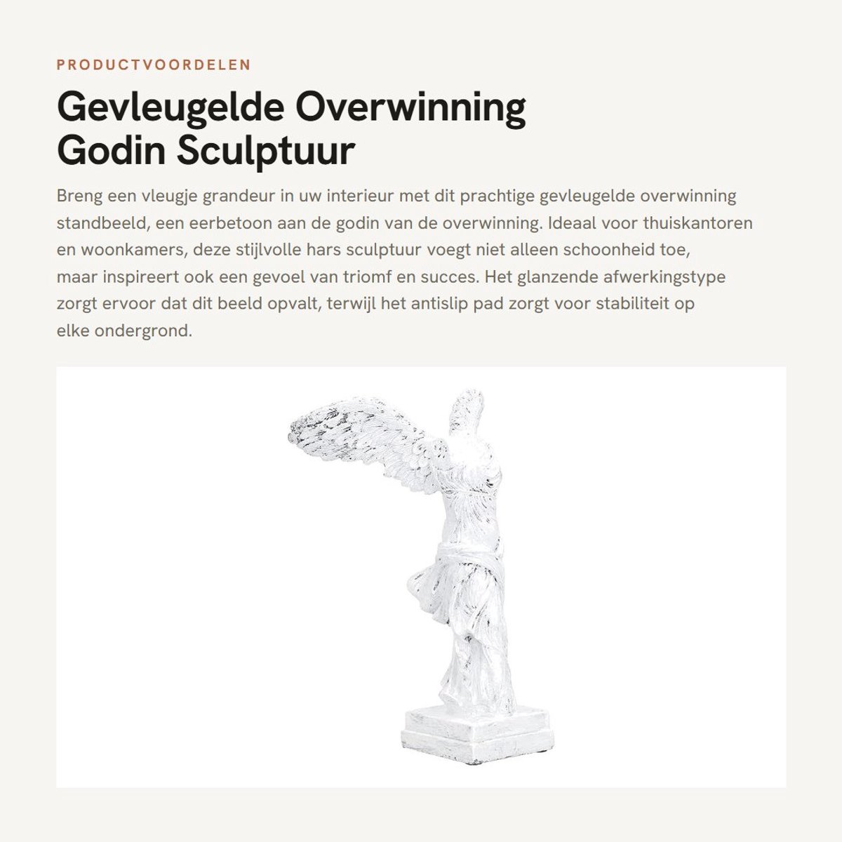 Dailygoods- Standbeeld Gevleugelde Overwinning - Hars Sculptuur - Decoratie Woonkamer - Antislip Pad - Duurzaam - Hoogwaardige Afwerking