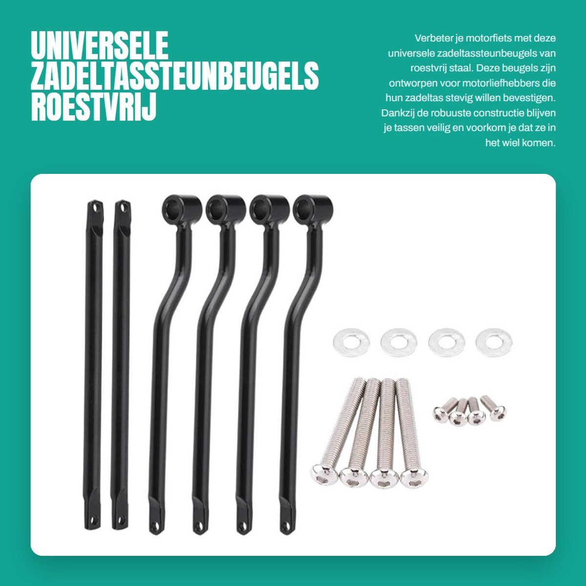 Dailygoods- Zadeltassteunbeugels - Roestvrij Staal - Universele Beugelset - Motorfiets Accessoire - Stevige Bevestiging - Hoogwaardige Duurzaamheid - Motorsteun