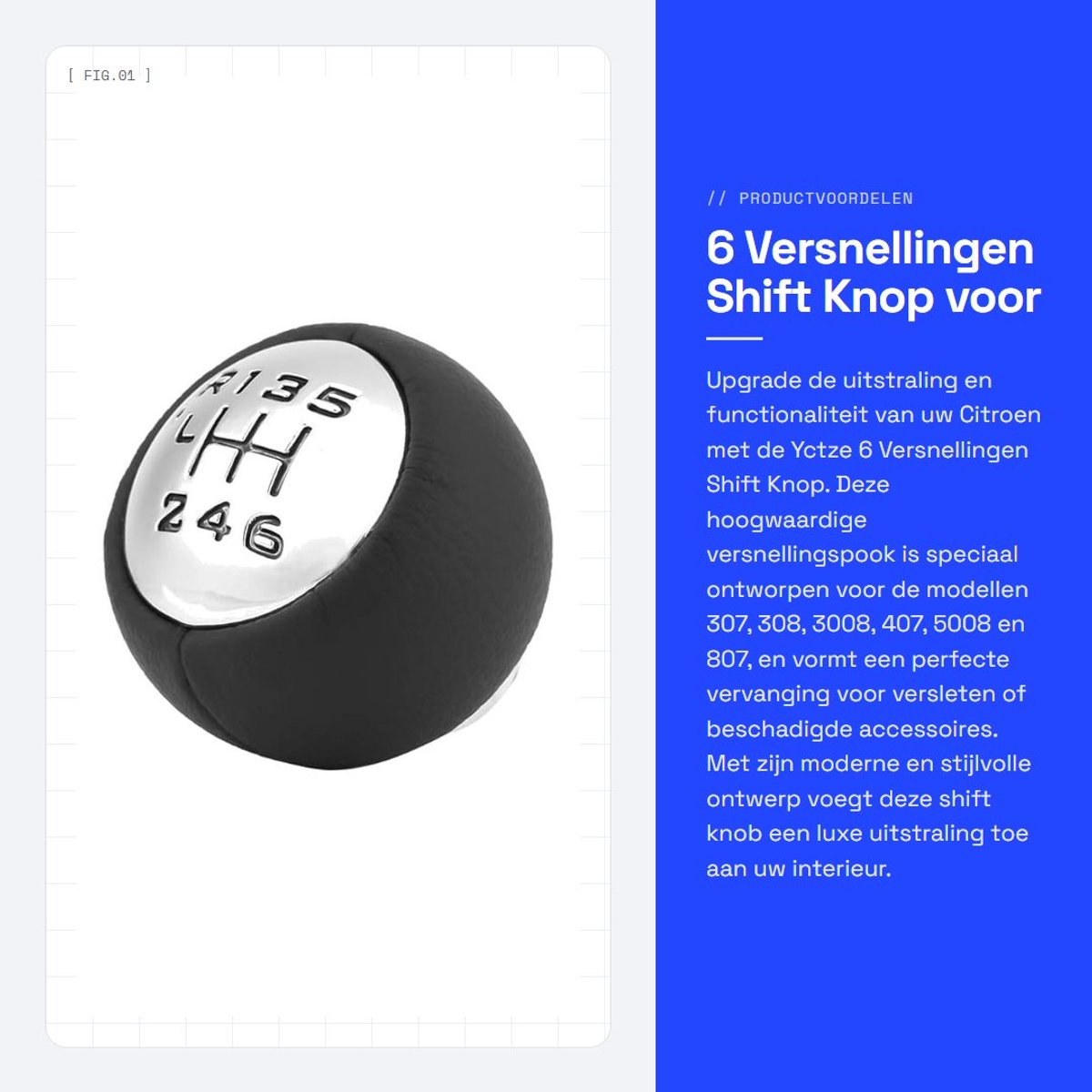Dailygoods- Versnellingspook Hoes Perfecte Vervanging - Pookknop - Versnellingspook Knop - Universeel - Ergonomisch - Hoogwaardige ABS Kunststof - Versnellingsknop