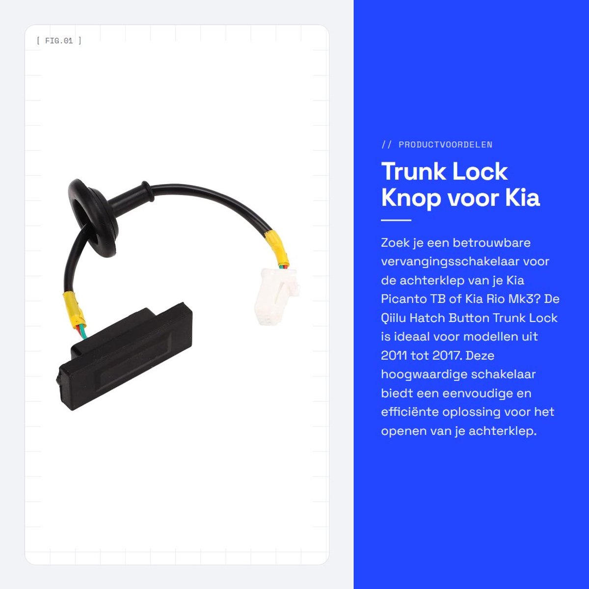 Dailygoods - Trunk Lock Knop voor Kia Picanto TB & Rio Mk3 (2011-2017) - Vervangende Schakelaar