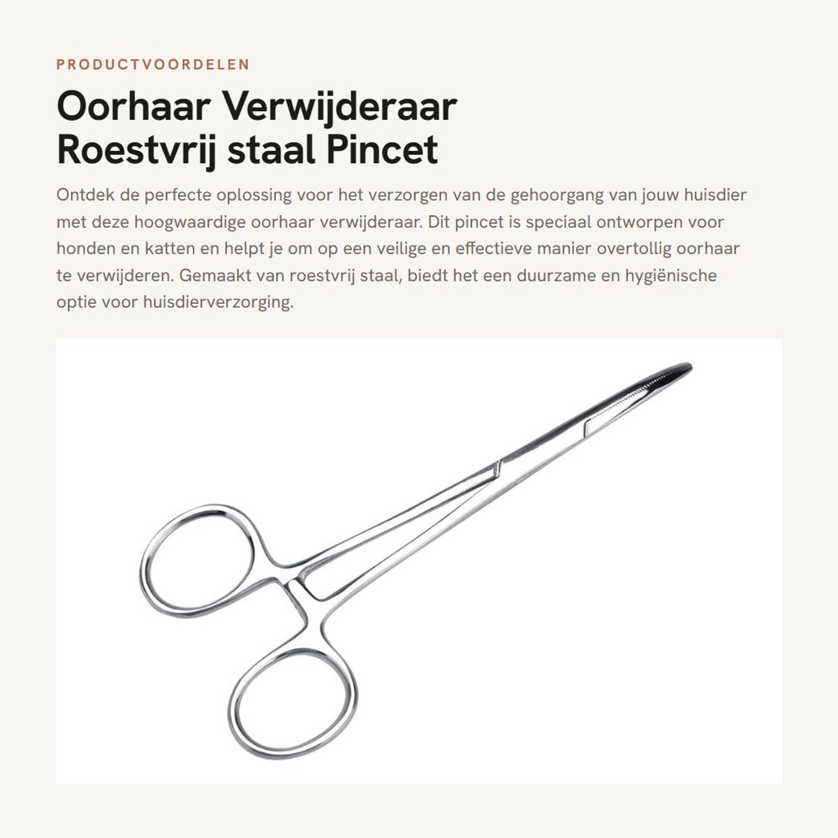 Dailygoods- Oorhaar Pincet Roestvrij Staal - Oorhaartrimmer - Huisdierverzorging - Schaar - Voor Honden/Katten - Schone Gehoorgang
