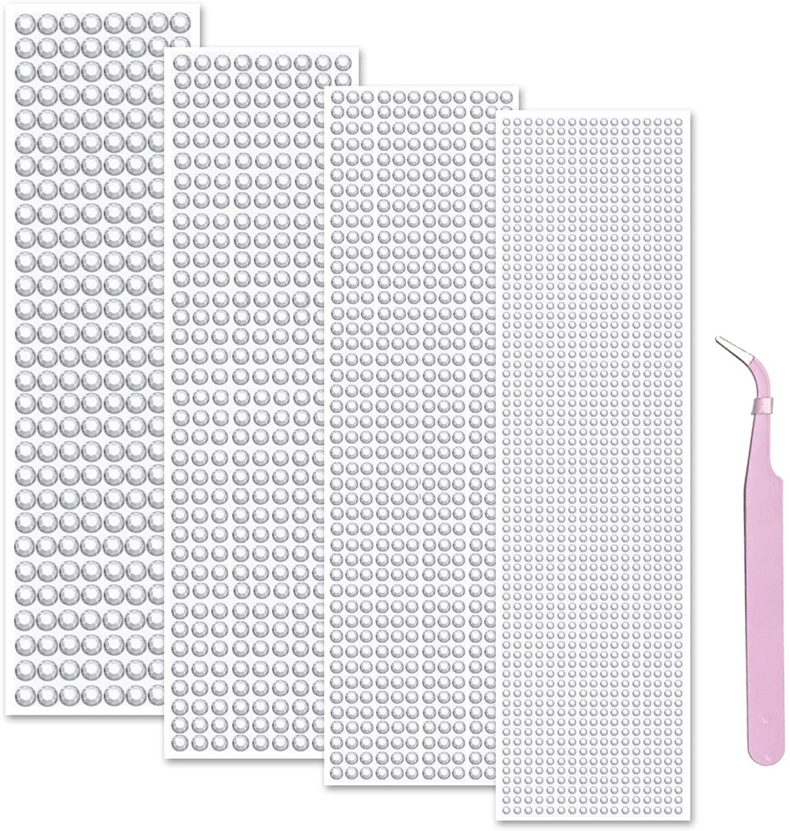 Dailygoods- Strass-Sieraden Zelfklevend - 4 Vellen - 3-6 mm Strass-Stickers - Voor DIY Decoraties - Sterke Hechting - Ideaal voor Nagelkunst