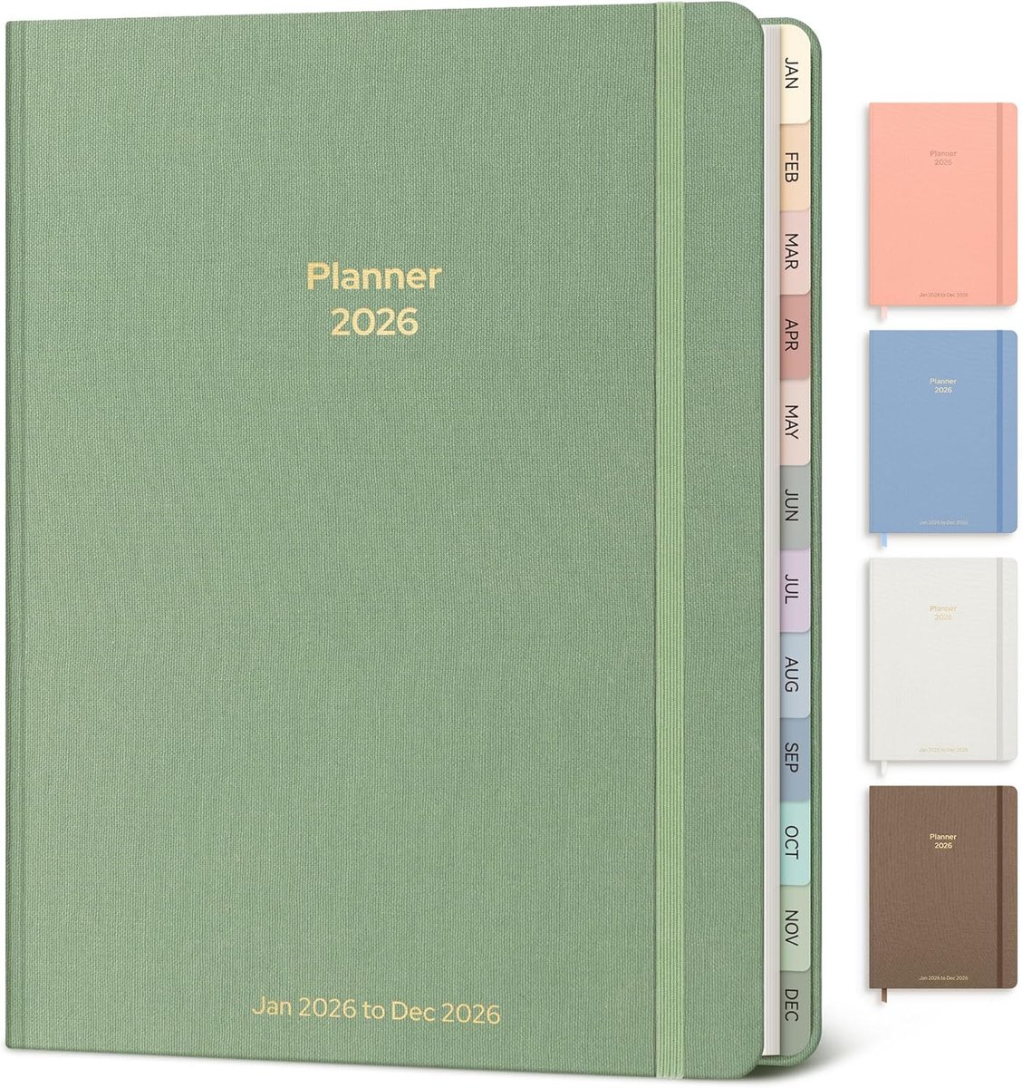 Planner 2025-2026 - Afsprakenboek agenda - Planning bijhouden - Esthetische hardcover - A5 formaat - Groen