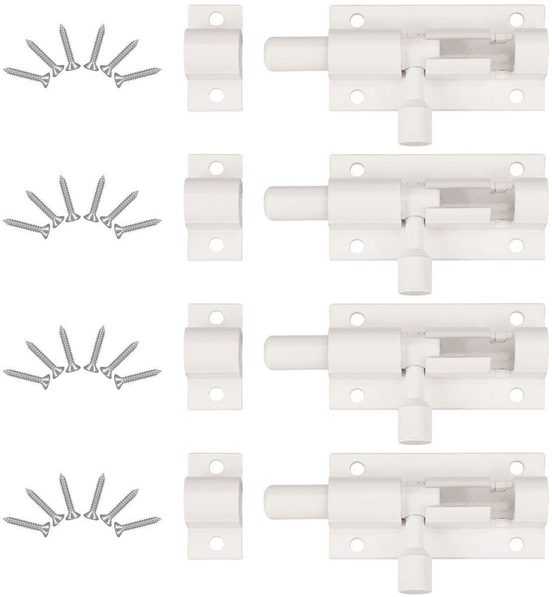 Dailygoods- Deurgrendel - Schuifslot - 4 Stuks - 63 x 25 mm - Roestvrij - Duurzaam - Anti-diefstal