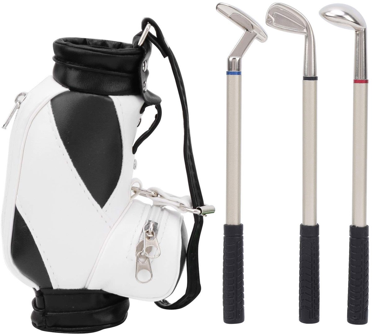 Dailygoods - Mini Golf Penhouder - Desk Golf Bag met 3 Balpennen - Kantoor en Thuis - Deskaccessoires voor Creatieve Werkomgeving - Leuk en Functioneel