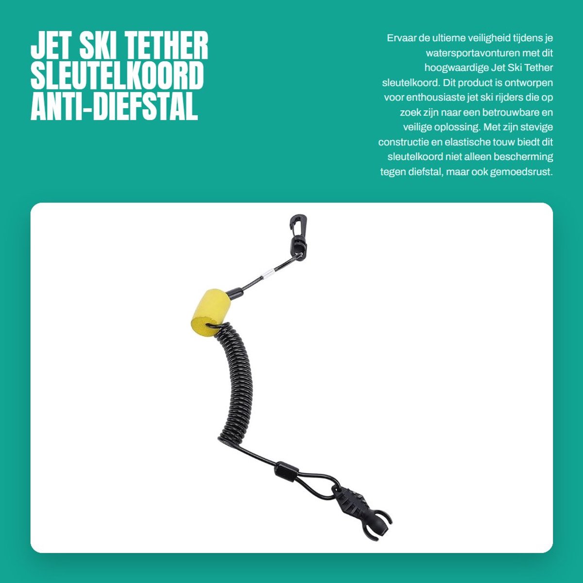 Dailygoods- Sleutelkoord Anti-diefstal - Jetski Tether Sleutelkoord - Elastisch Touw - Geschikt voor GTI/GTR/GTX - Schuim/ABS Materiaal