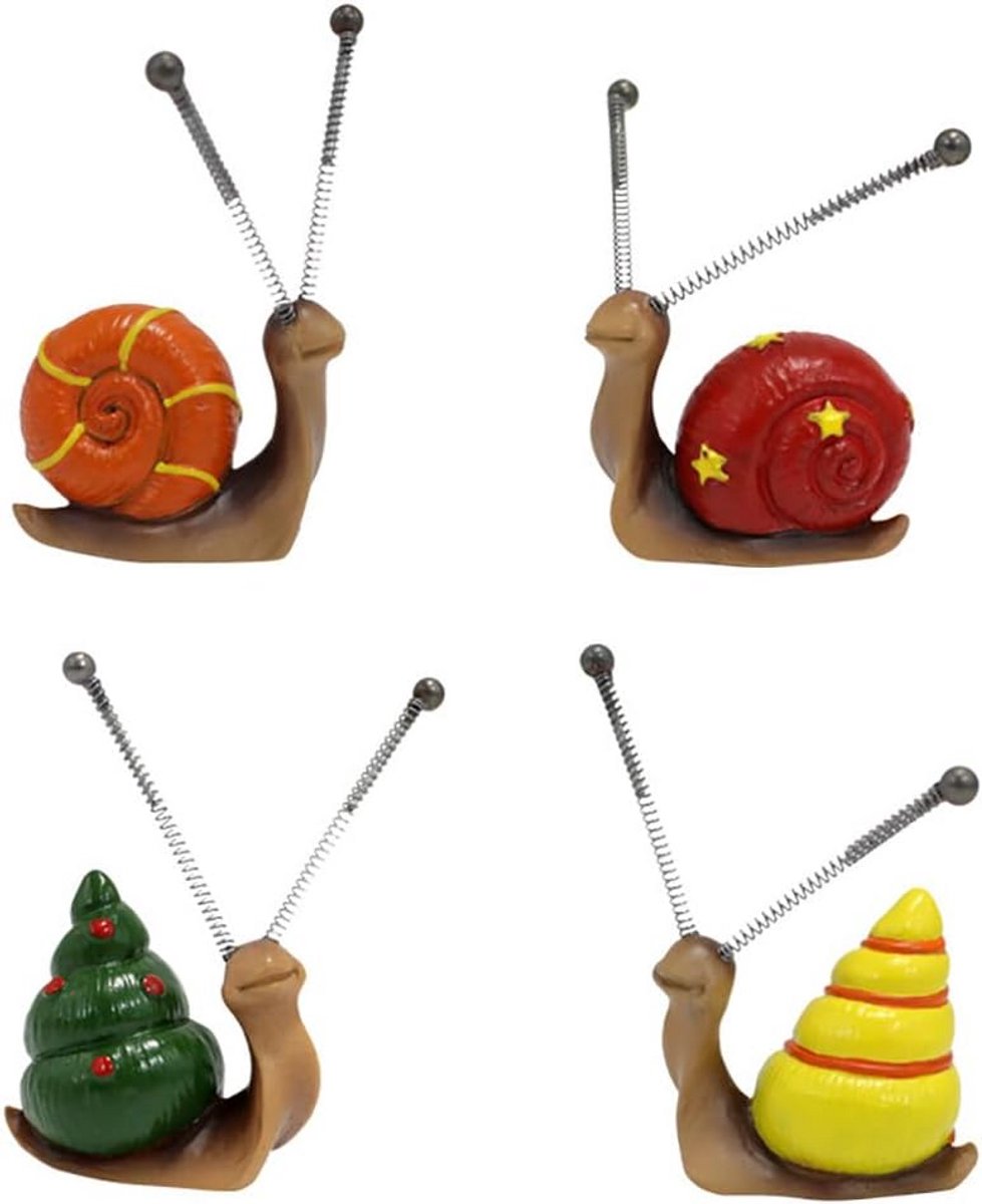 Tuinslakken Figuren - Miniatuur Decoratie - Tuin Aankleden - Levendige Kleuren - 4 Stuks - Multicolor