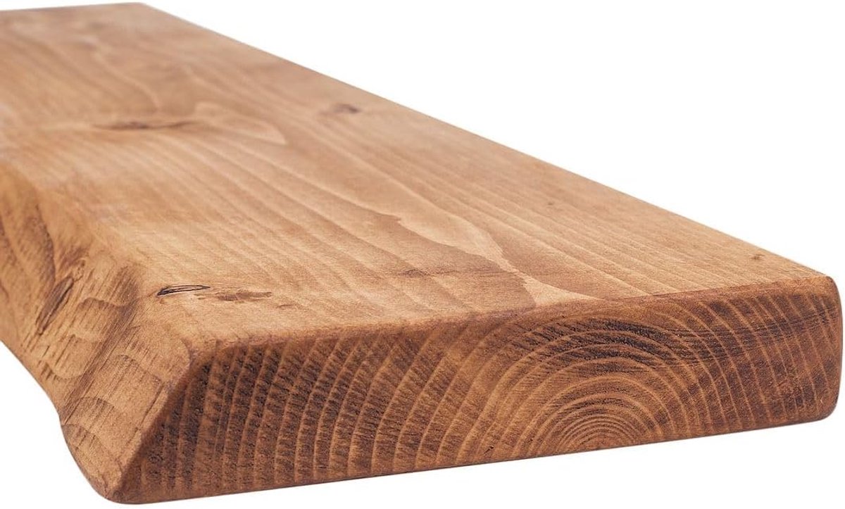 Rustiek Wandrek - Houten Plank - Decoratie Ophangen - Levendige Rand - 200 cm - Donker Eik