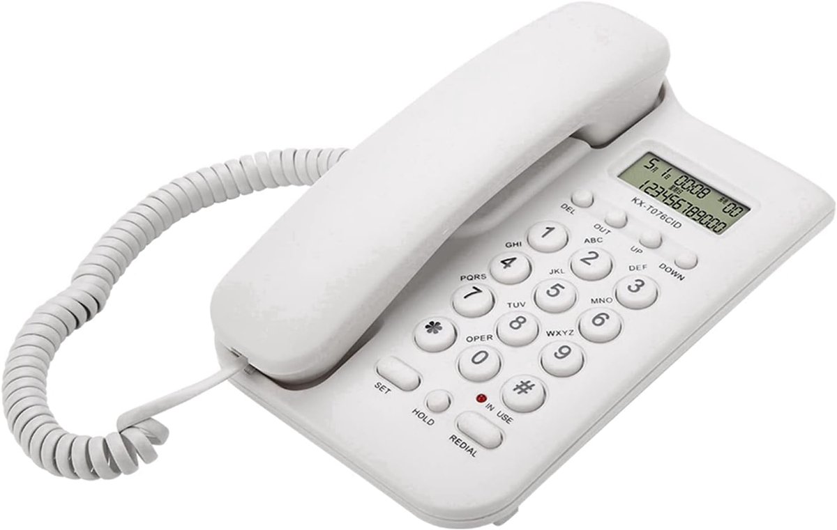 Vaste Telefoon - Bureautoestel Wandtelefoon - Communicatie Thuis - Dubbel Systeem - 19.5 cm - Wit