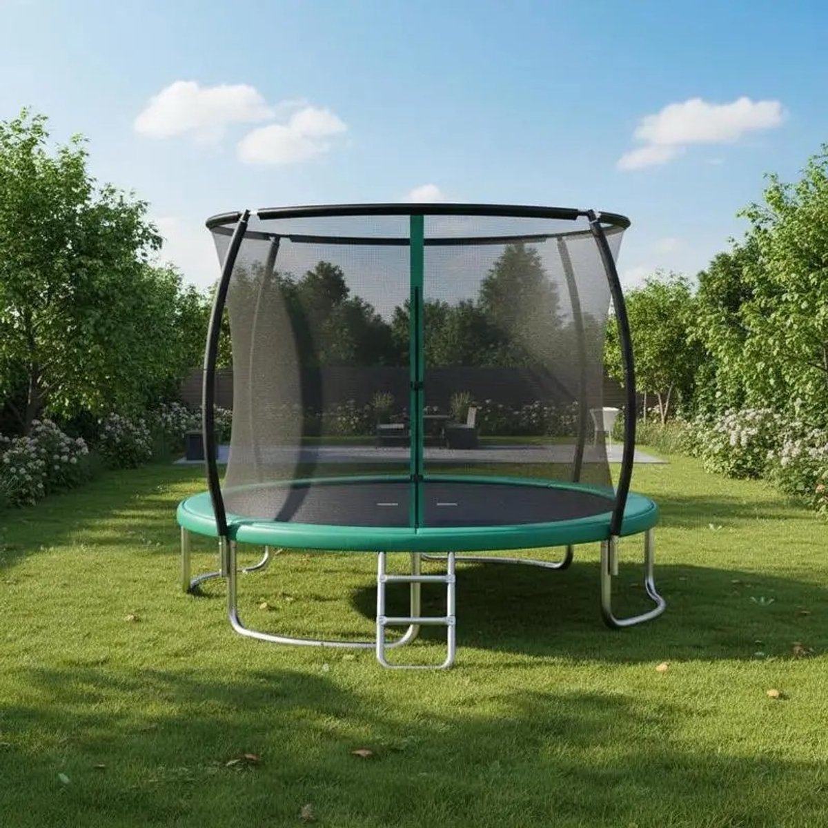 Dailygoods Robuuste recreatieve trampoline voor buitengebruik met veiligheidsnet - Groen