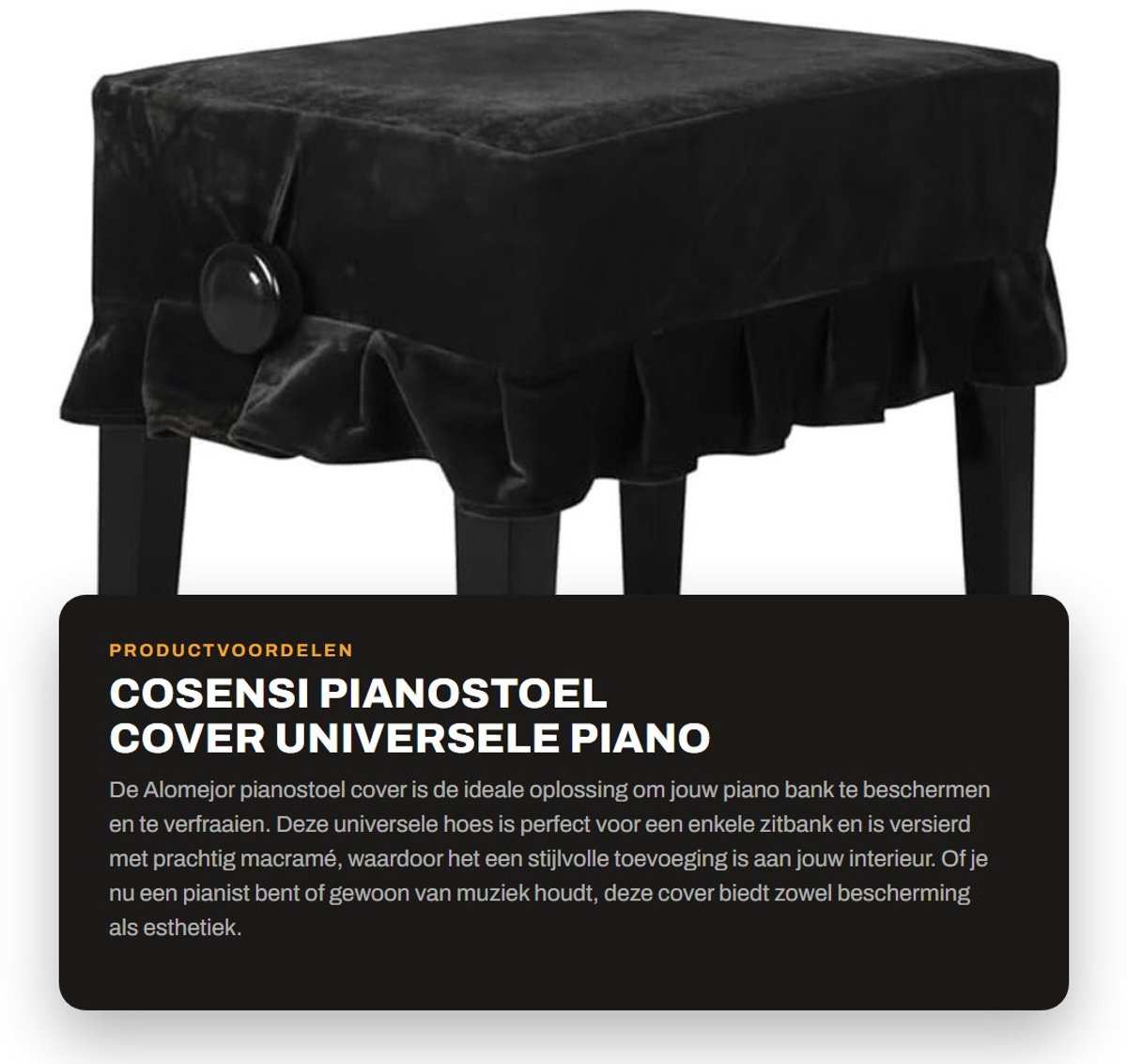 Dailygoods- Pianostoel Universele Hoes - Vuilafstotend - Volledige Bescherming - Zacht Materiaal - Macramé Design - Geschikt voor Dubbele Zitbanken - Krukhoes