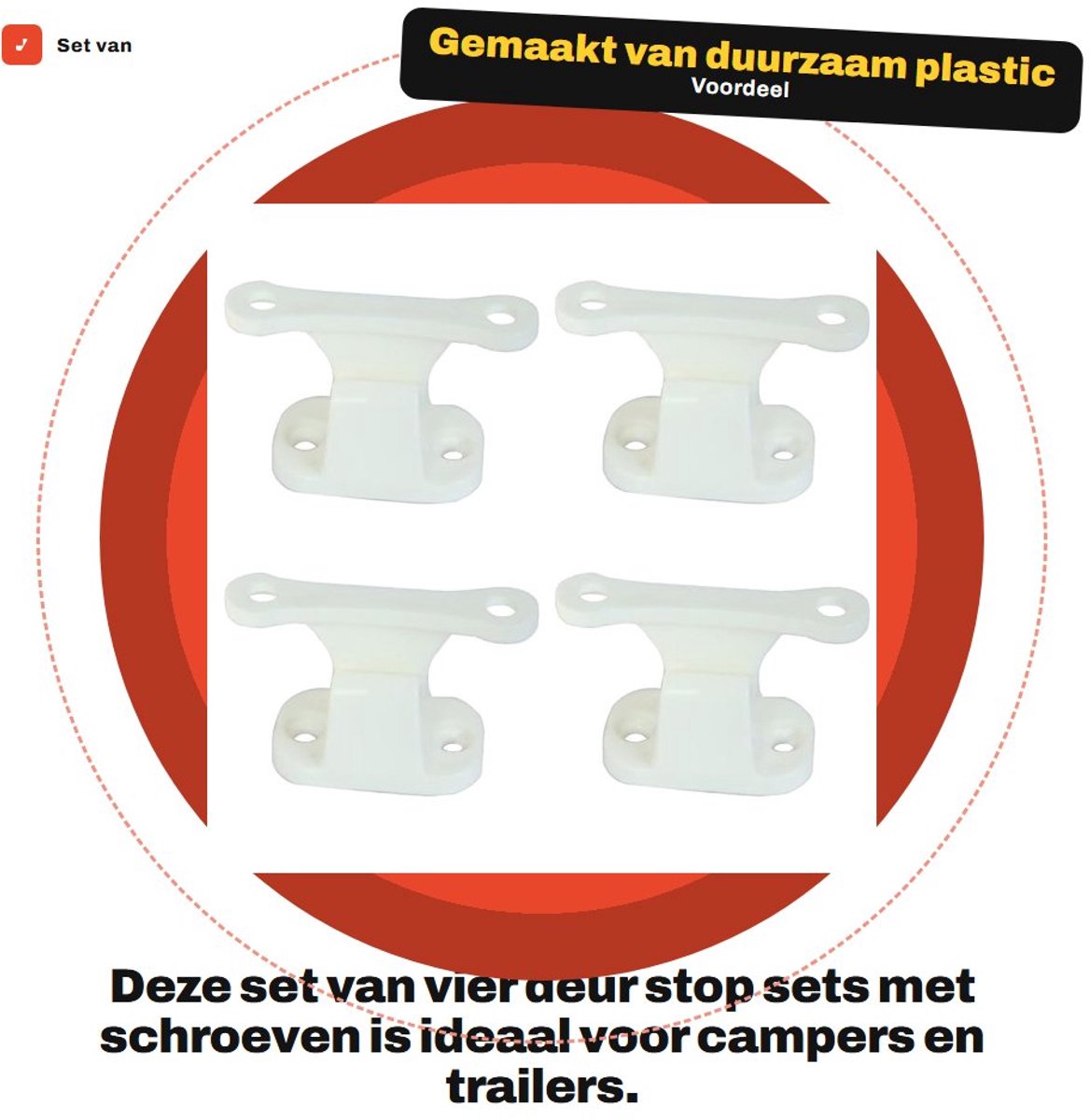 Dailygoods- Deurslot Voor Campers - Deurstopper - Deurgespen - Accessoires Voor Trailers - Duurzaam Kunststof - Set Van 4 - Deurstoppers