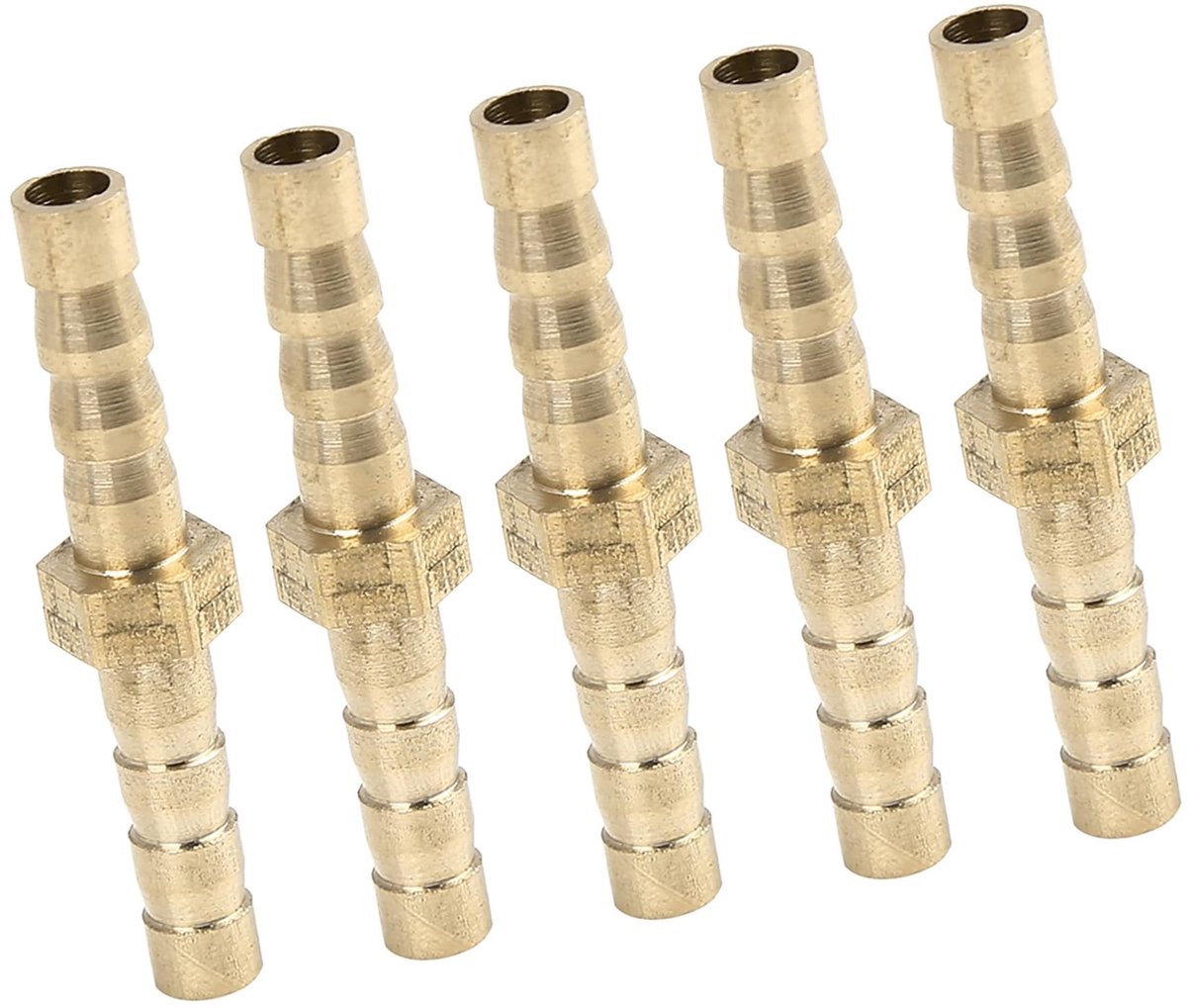 Dailygoods- Slangaansluiting Messing - Union Connector - Voor Lucht/Water/Gas/Olie - Verpakking van 5 Stuks - Hoge Weerstand tegen Slijtage - Slangconnector