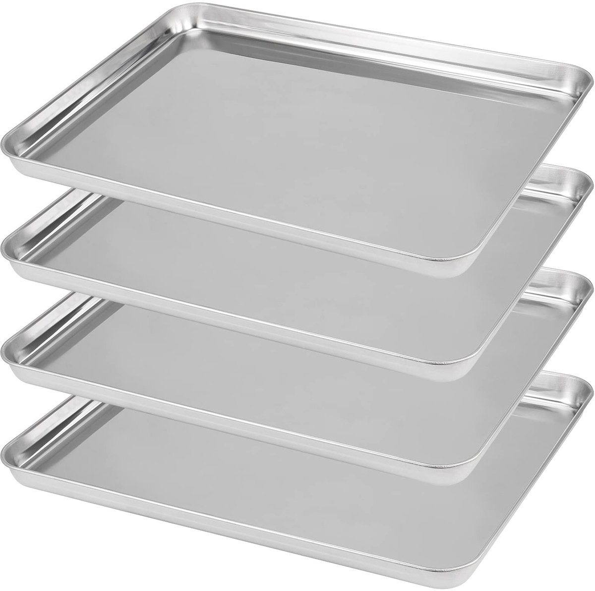 Dailygoods- Bakplaten Set van 4 - Roestvrij Staal - Antiaanbaklaag - Professionele Rechthoekige Bakplaten - 40 cm Grootte - Duurzaam en Gemakkelijk Schoon te Maken - Bakvorm