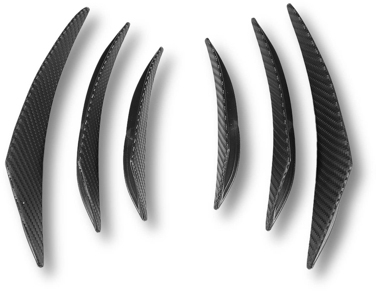 Dailygoods- Voorbumper Vinnen - 6 Stuks - Universele Koolstofvezel - Auto Bumper Fin - Spoiler Lip - Bumper Diffuser - Bumperlip