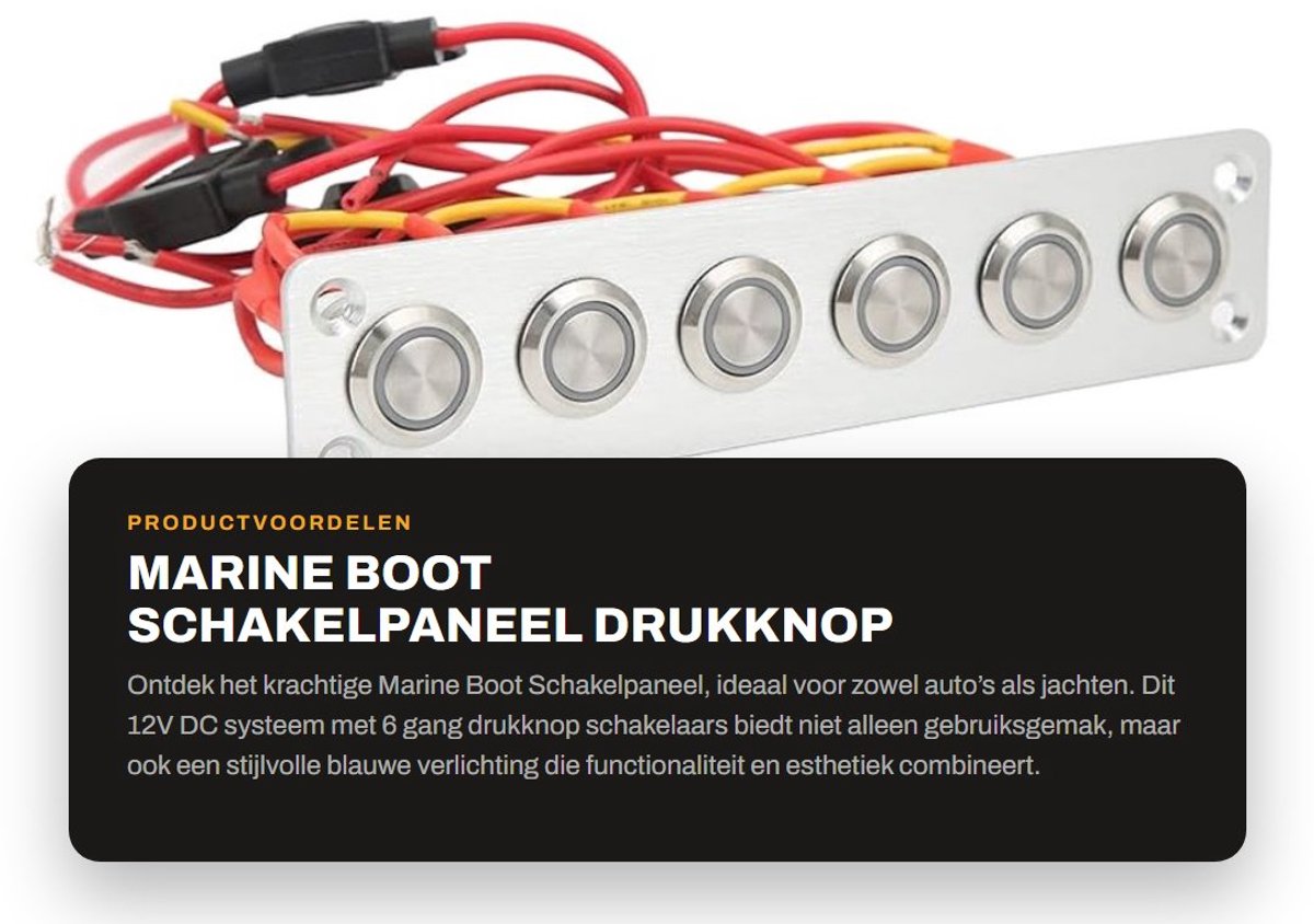 Dailygoods - Marine Boot Schakelpaneel - Drukknop Schakelaar - Blauw Verlicht - 12V DC Systeem - Vervangend Elektrisch Systeem - Geschikt voor Auto RV...