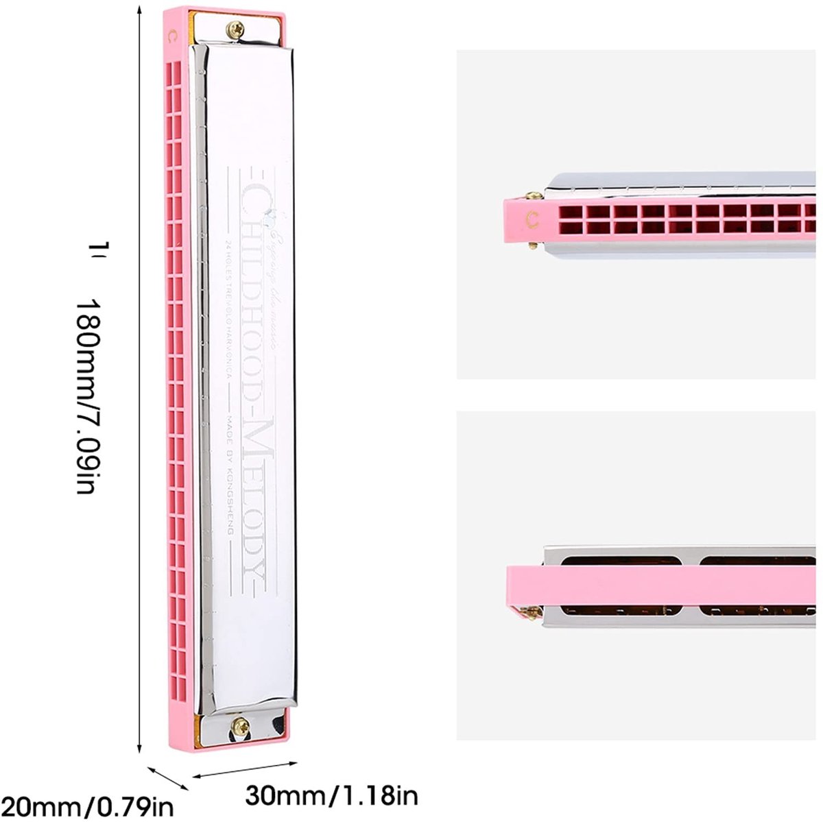 Dailygoods- Harmonica 24 Holes - Mondharmonica C - Professionele Geluidskwaliteit - Eco-vriendelijk Hars - Roestvrij Staal - Inclusief Opbergetui