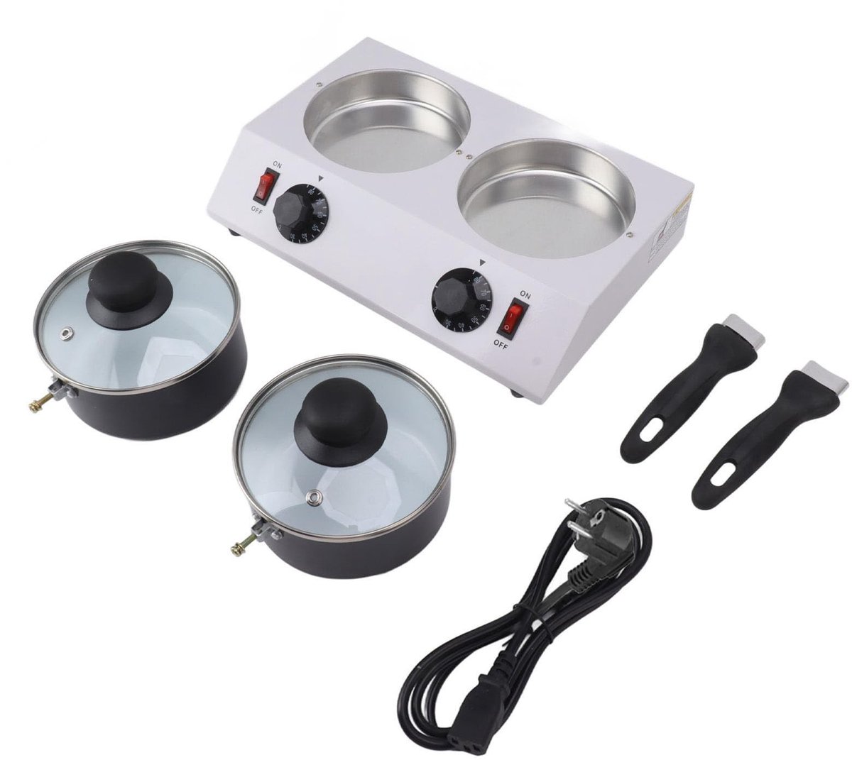 Dailygoods - Chocoladesmeltmachine - Elektrische Tempereerpot - Aluminium - 2 Tanks - 80W - Ideaal voor bakken - Keukenaccessoire