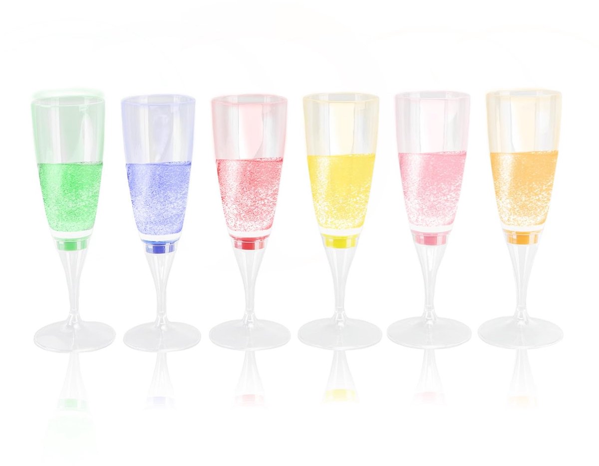 Dailygoods - LED-champagnefluiten - LED-wijnchampagnefluitglazen - Oplichtend voor Feesten - 6-delige Set - Cocktailglazen - Geschikt voor Volwassenen