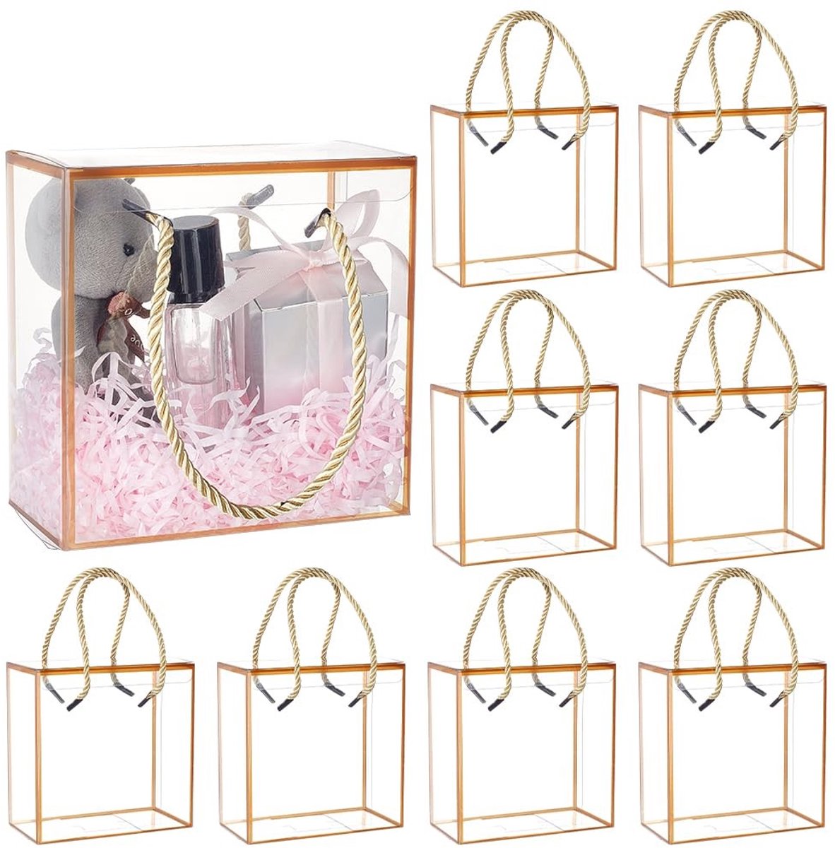 Dailygoods- Doosjes Transparant - 10 Stuks - 14 x 14 x 7,5 cm - Gastgeschenken - Koordhandvat - Ambachtelijke Ervaring - Geschenkdozen