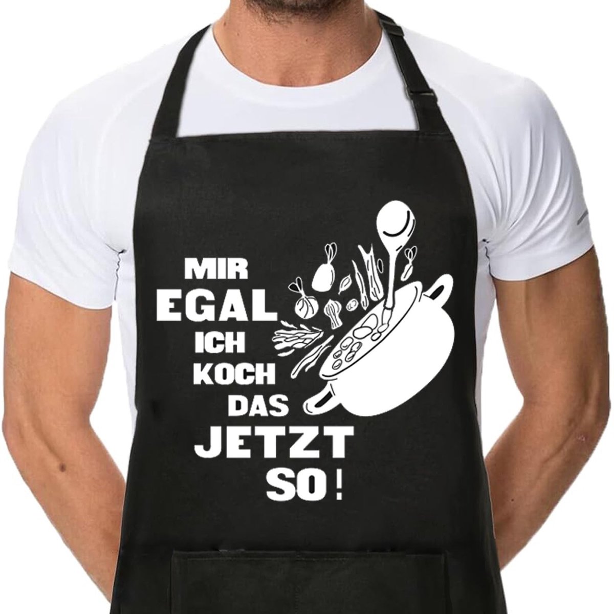Dailygoods- Keukenschort met grappige opdruk - Waterdicht - Verstelbaar - 2 zakken - Koken/Grillen - Uniek design met humor - Kookschort