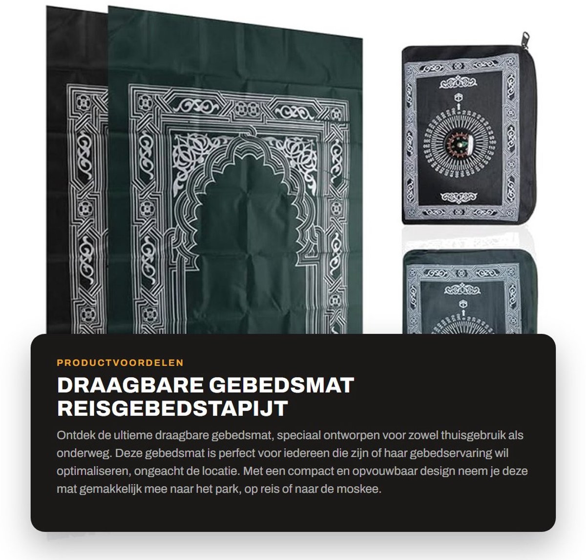 Dailygoods- Gebedsmat - 2 Stuks - Draagbare Gebedsmat - Opvouwbaar - Outdoor-Mat - Kompas - Waterdicht, Zacht, Duurzaam - Reisgebedmat
