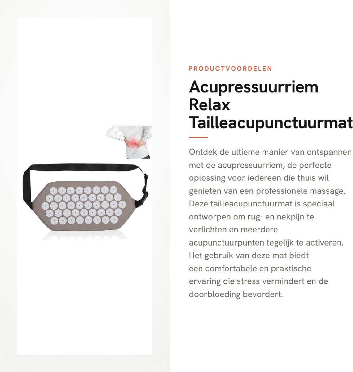 Dailygoods- Acupressuurriem - Stressvermindering - Ontspanningseffect - Rug/nekmassage - Praktisch gebruik - Meerdere acupunctuurpunten - Acupunctuurmat