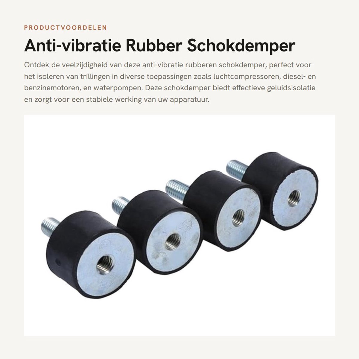 Dailygoods- Schokdemper Rubber - Trillingsdempers - Silent Block Isolator - Cilindrische Beugels - Pack van 4 - Zwart/Zilver - Trillingsdemper