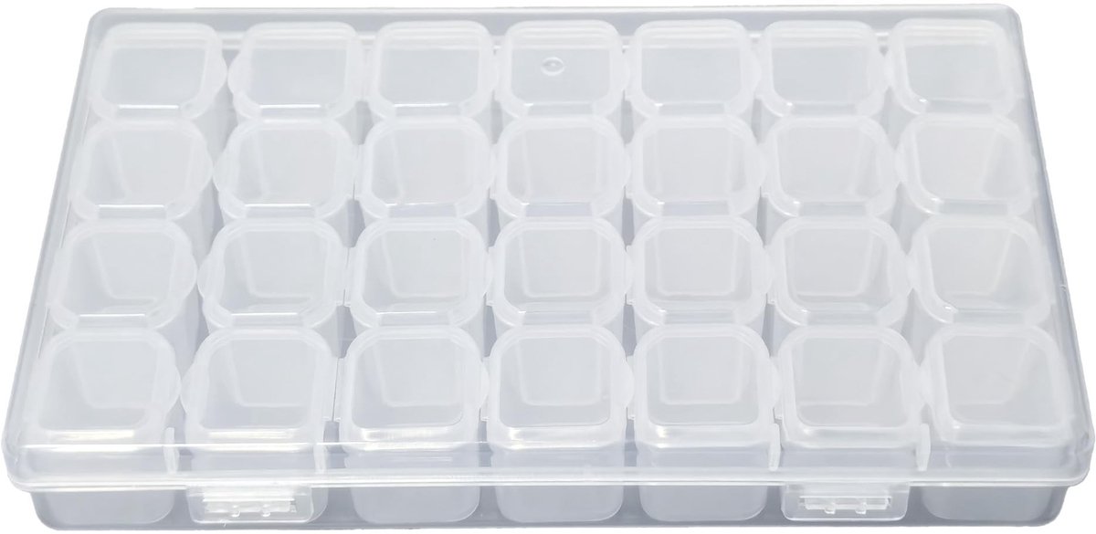 Dailygoods- Opbergdoos 28 Compartimenten - Transparant - Opbergdoos met Deksel - Opbergdoos Vakjes - Opbergdoos Kleding - Flexibel Gebruik - Opbergdoosje