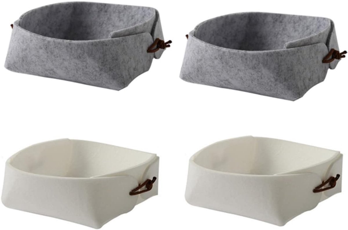 Dailygoods- Opbergmanden Set van 4 - Opbergdozen - Vilt - Opbergmanden voor Kleine Items - Vouwbaar - Duurzaam Materiaal - 14 x 13 x 5,8 cm