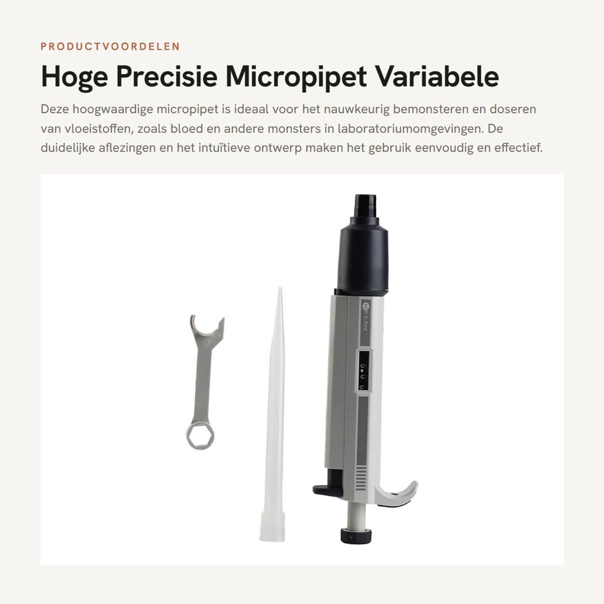Dailygoods- Micropipet Hoge Precisie - Variabele Pipet - Bemonstering - Laboratorium - Ergonomische Handgreep - Duidelijke Aflezingen