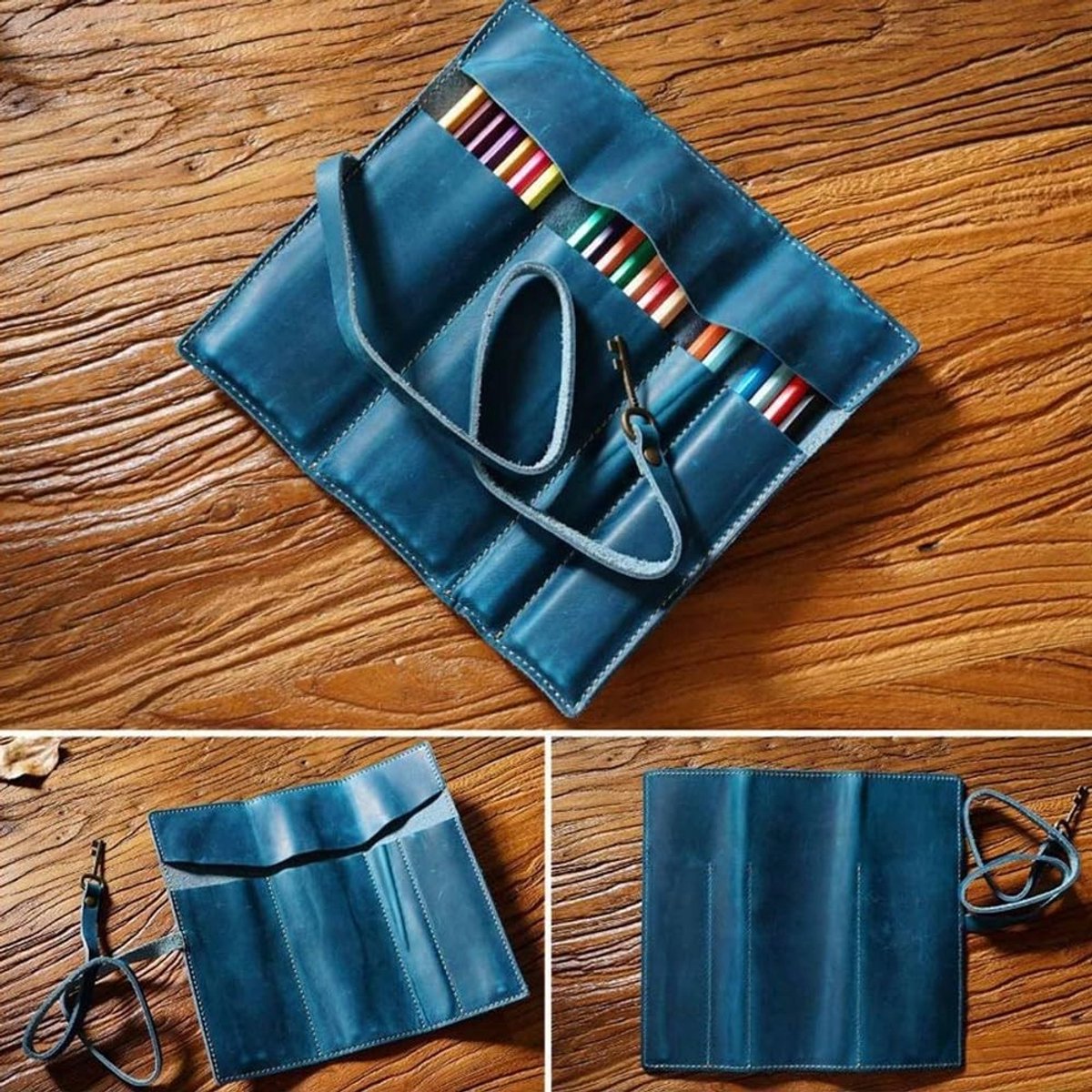 Dailygoods- Pencil Roll Handgemaakt - Lederen Organizer - Potlood Houder - Tekening Accessoire - Kunstenaars Benodigdheden - Duurzaam Materiaal - Potloodetui