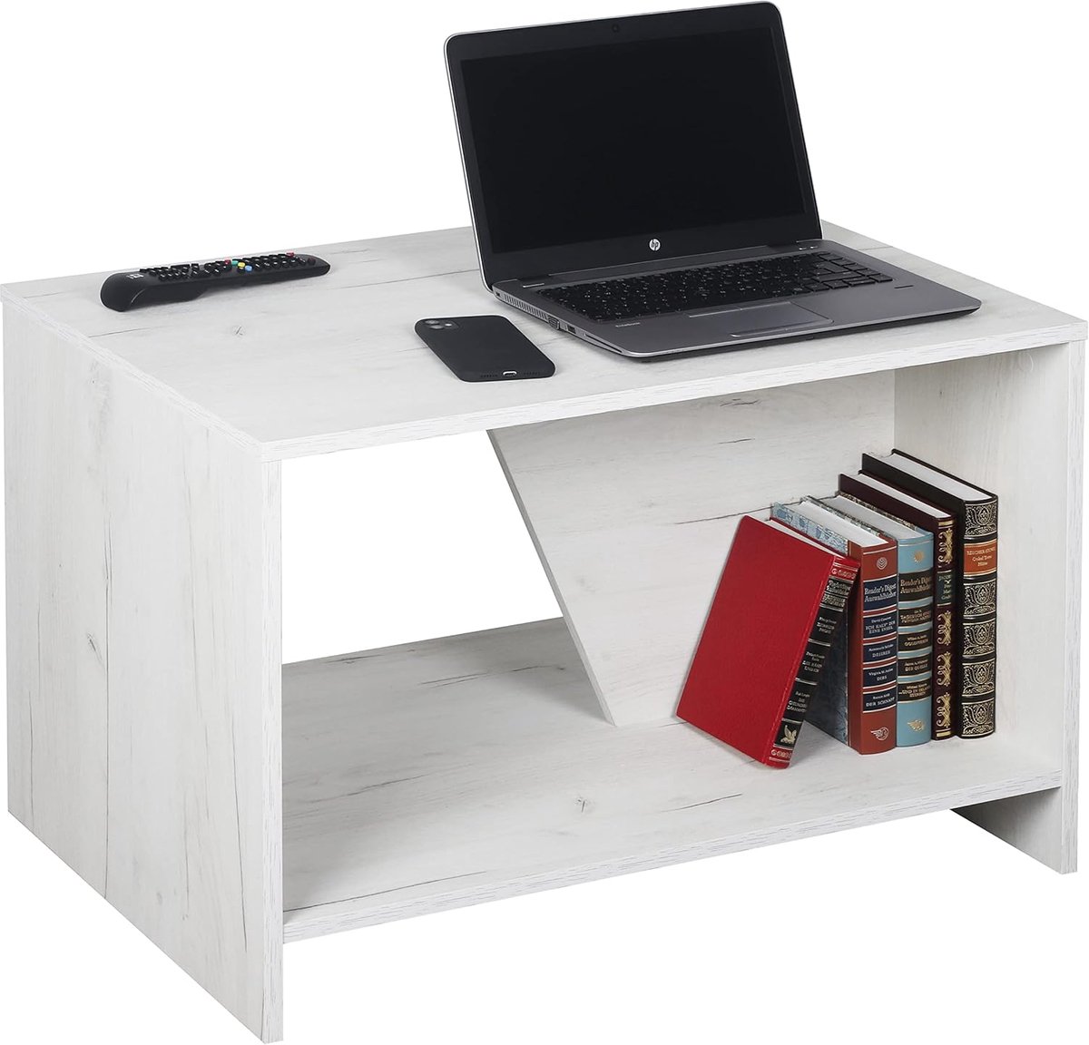 Salontafel met opbergruimte - Bijzettafel Koffietafel - Woonkamer Inrichten - 2 niveaus opbergvak - 75 x 50 x 50 cm