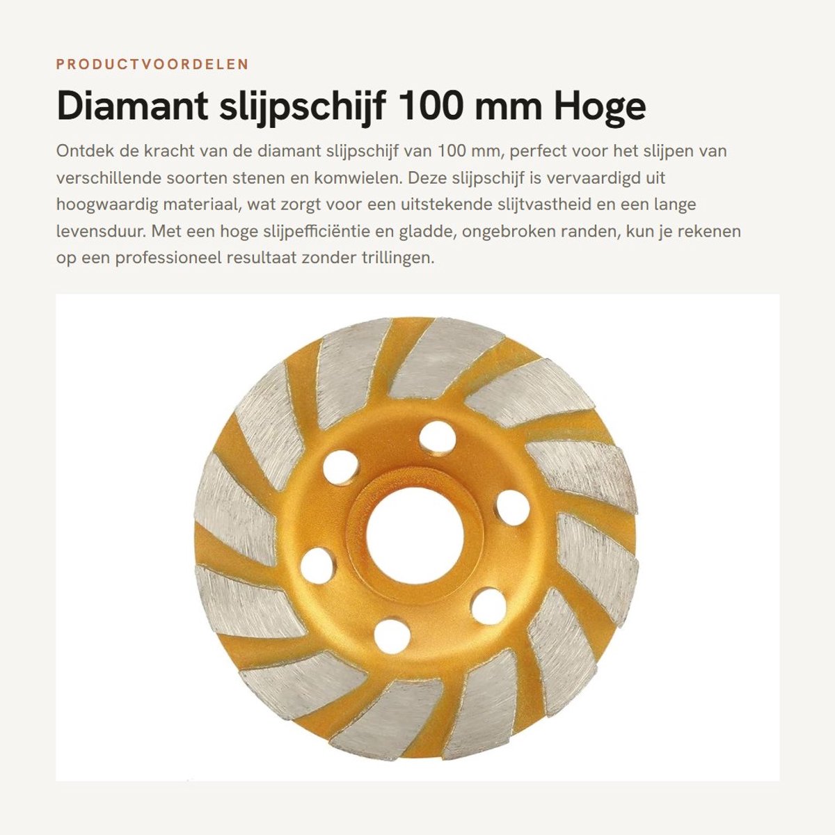 Dailygoods- Slijpschijf Diamant 100 mm - Slijpschijf voor Steen - Slijpmachine - Hoge Slijpefficiëntie - Ronde Vorm - Slijtvaste Materiaal - Diamantschijf