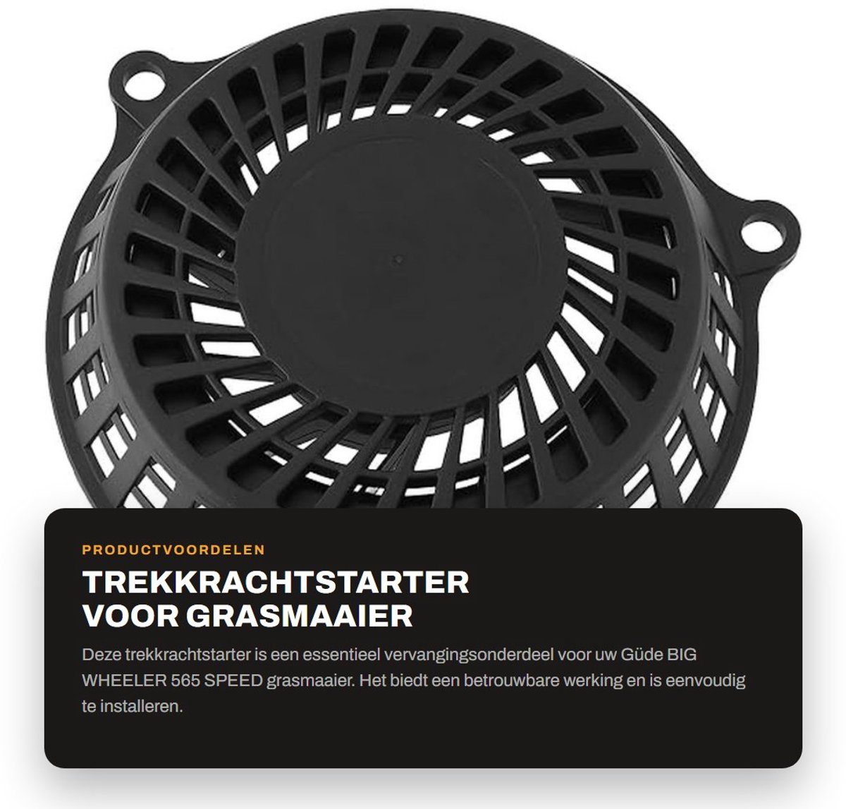 Trekstarter Grasmaaier - Terugslagstarter Starter - Motor Starten - Slagvast Kunststof - 170 mm Gatafstand - Zwart