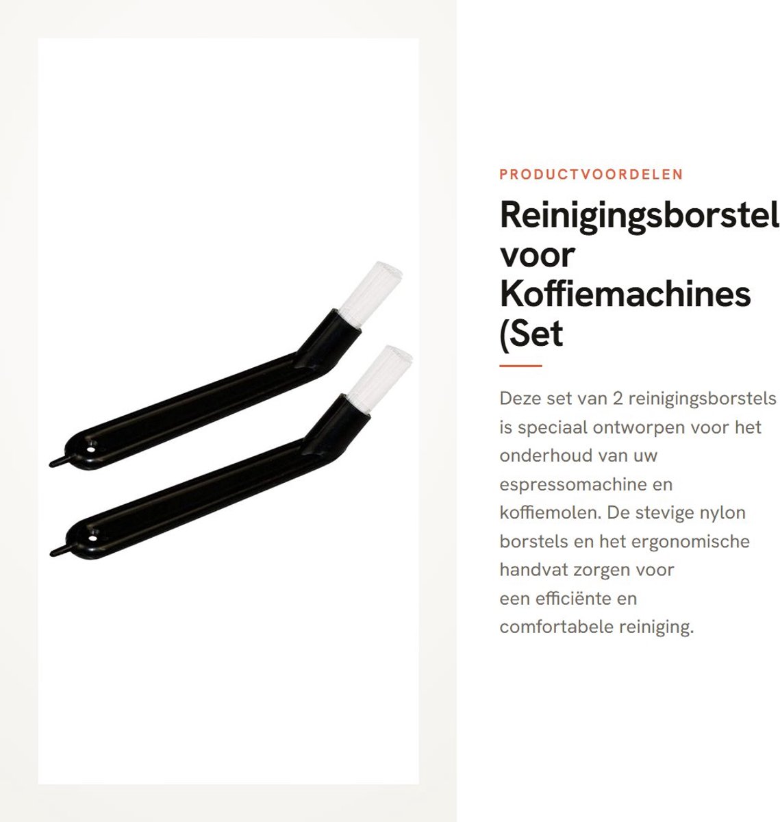 Dailygoods- Reinigingsborstel Hoge Kwaliteit - Koffiemachine/Espressomachine - Nylon Borstels - Handvat van Kunststof - 2 Stuks - Afgeschuinde Kopvorm - Koffieborstel