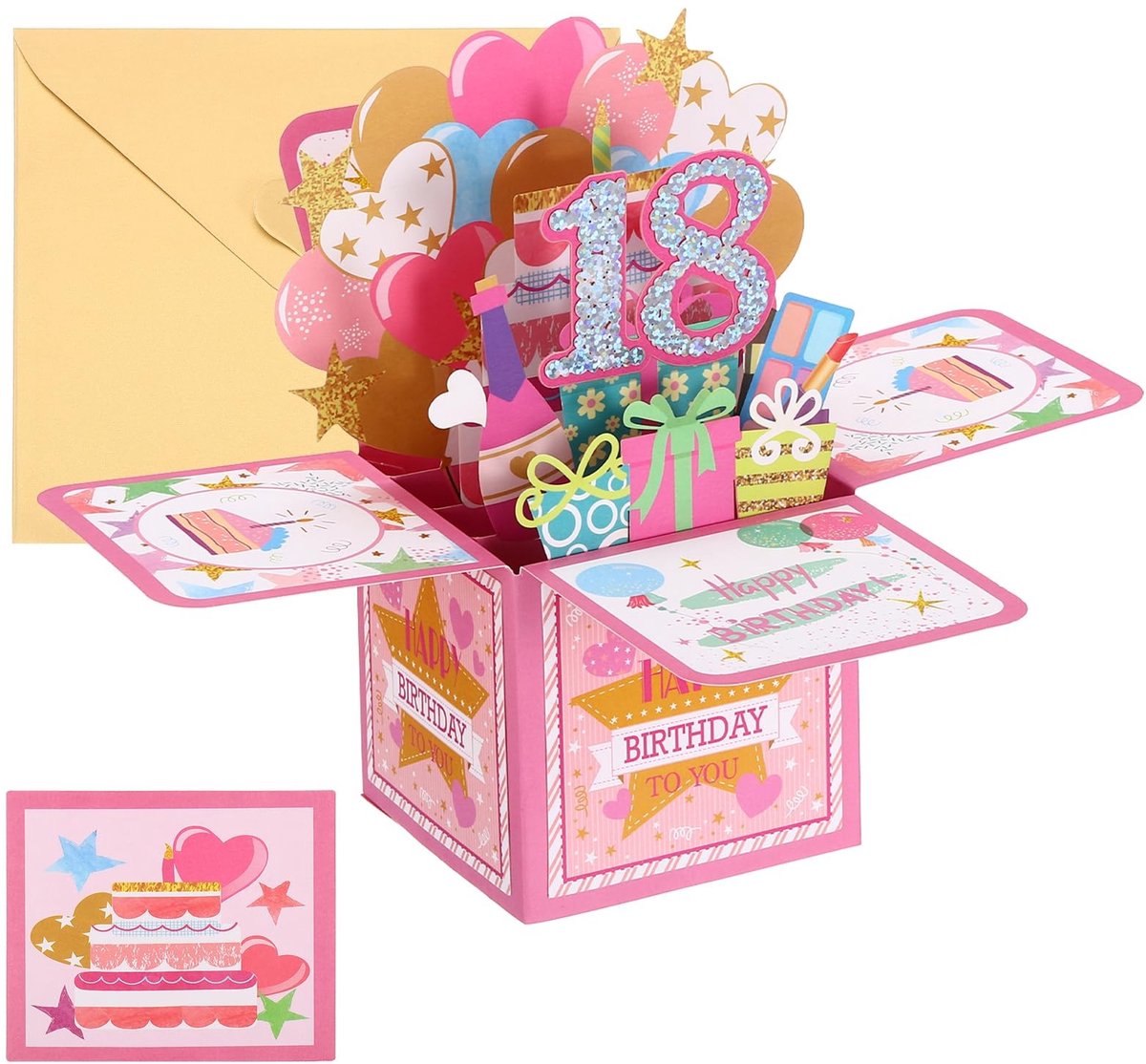 NTHProducts - Verjaardagskaart - 18e Verjaardag - 3D Pop-Out Kaart - Roze - Grappige Verjaardagskaart - Perfect voor Vrouwen en Jongeren