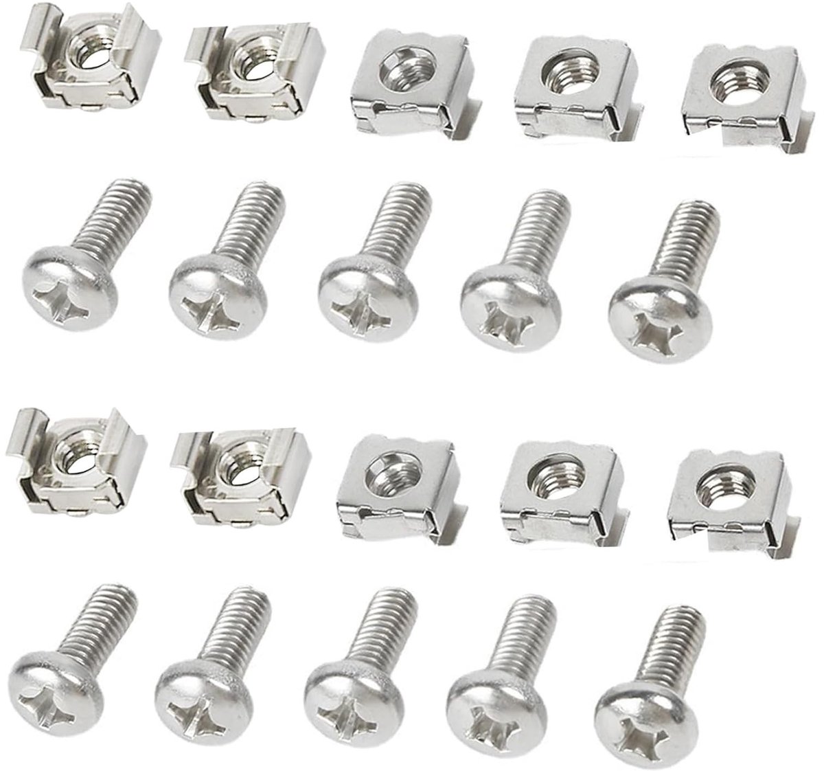 NTHProducts - M6 Cage Nuts - Rack Mounting Set - Hoogwaardige kwaliteit - Zilver - Server Enclosure - Perfect voor netwerken - Inclusief 100 stuks