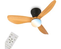 BRILONER Lufito – Plafondventilator met verlichting – LED plafondlamp met ventilator – zomer- en wintermodus – ventilatorlamp dimbaar – CCT – Ø78cm – zwart/hout