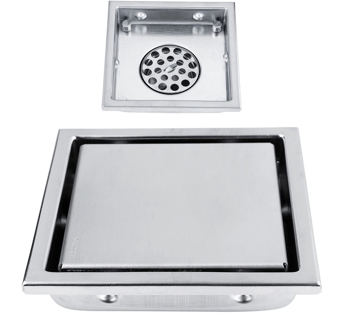 Allecto - Doucheafvoer - Roestvrij Staal - Duurzaam en Stevig - 4,3 x 4,3 Inch - Snelle Waterafvoer - Geschikt voor Keuken en Badkamer