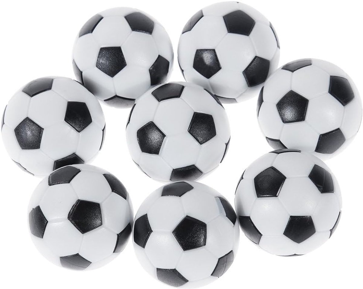 8 Stuks Tafelvoetbal Kicker Ballen - Mini Voetbal Ballen in Zwart en Wit voor Spelplezier