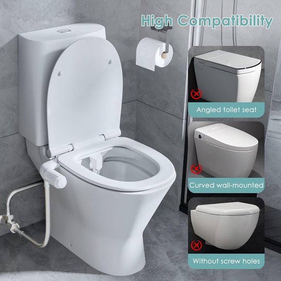 Draagbare niet-elektrische toiletbidetsproeier - intrekbare sproeikoppen - ultradun opzetstuk - regelbare waterdruk — afbeelding 2