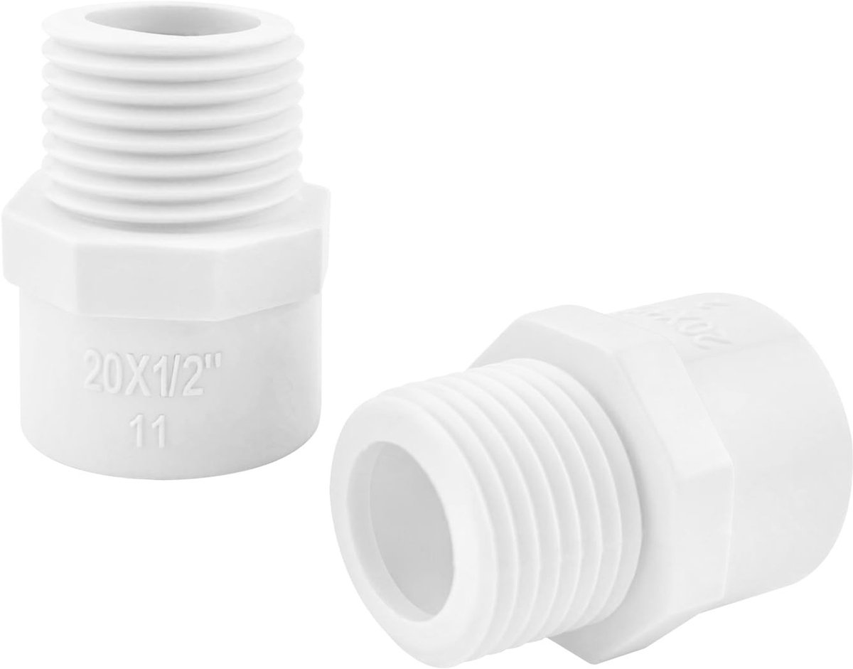 MTTProducts - PVC Pipe Fittings - 20mm x 1/2 Inch - Hoge kwaliteit aansluitingen - Perfect voor aquarium en tuin - Duurzaam en stevig - Eenvoudige inst...
